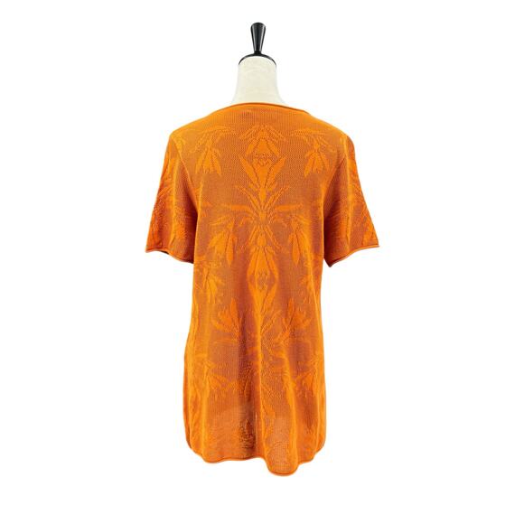 Gudrun Sjödén Orange Open Antique Floral Print Organic Cotton Knit Tunic Top - Picture 3 of 11